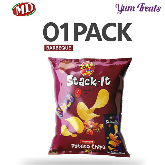 MD Stack-It Barbeque Potato Chips – Smoky BBQ Flavor | Crispy, Savory Snack