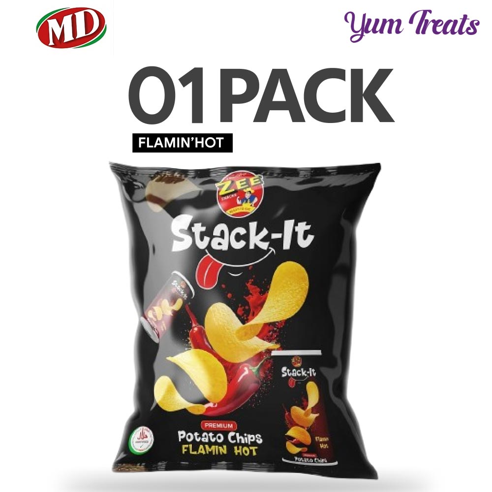 MD Stack-It Flamin' Hot Potato Chips – Fiery Flamin' Hot Flavor | Spicy, Crispy Snack