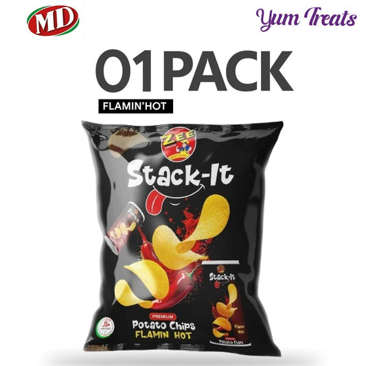 MD Stack-It Flamin' Hot Potato Chips – Fiery Flamin' Hot Flavor | Spicy, Crispy Snack