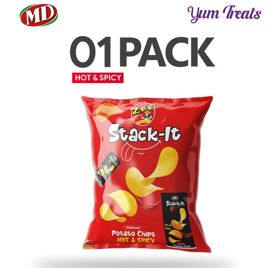 MD Stack-It Potato Chips – Hot & Spicy Flavor | Crispy, Fiery Snack