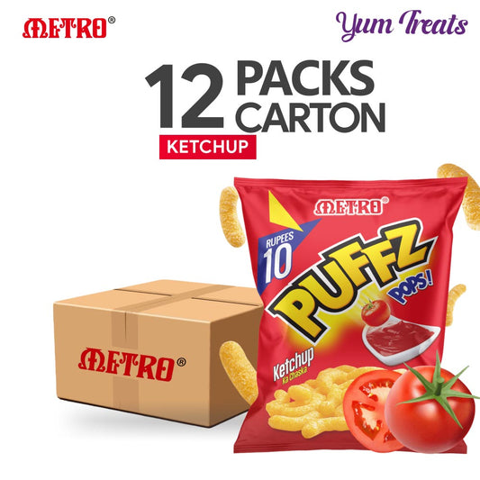 Metro Puffz Pops – Ketchup Flavor | Tangy, Crispy Snack Bites