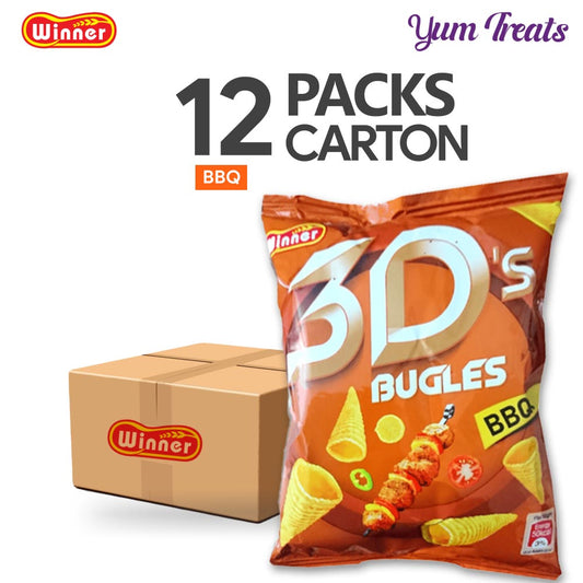 Winner 3D’s Bugles – BBQ Flavor | Crunchy Cone-Shaped Chips with Smoky Barbeque Taste