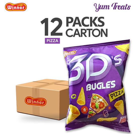 Winner 3D’s Bugles – Pizza Flavor | Crunchy Cone-Shaped Chips with Savory Pizza Taste