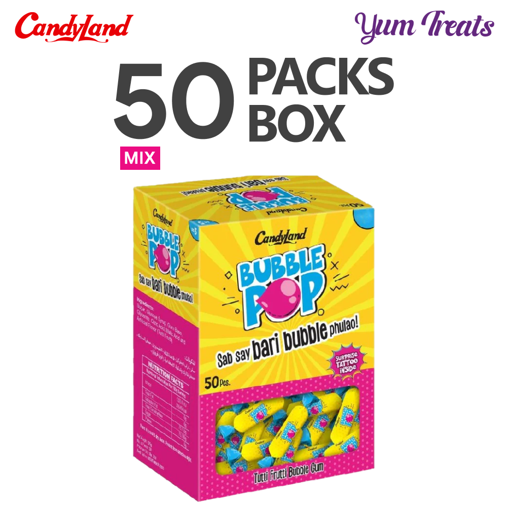 Candyland Bubble Pop – Tutti Frutti Bubble Gum (50 Packs)