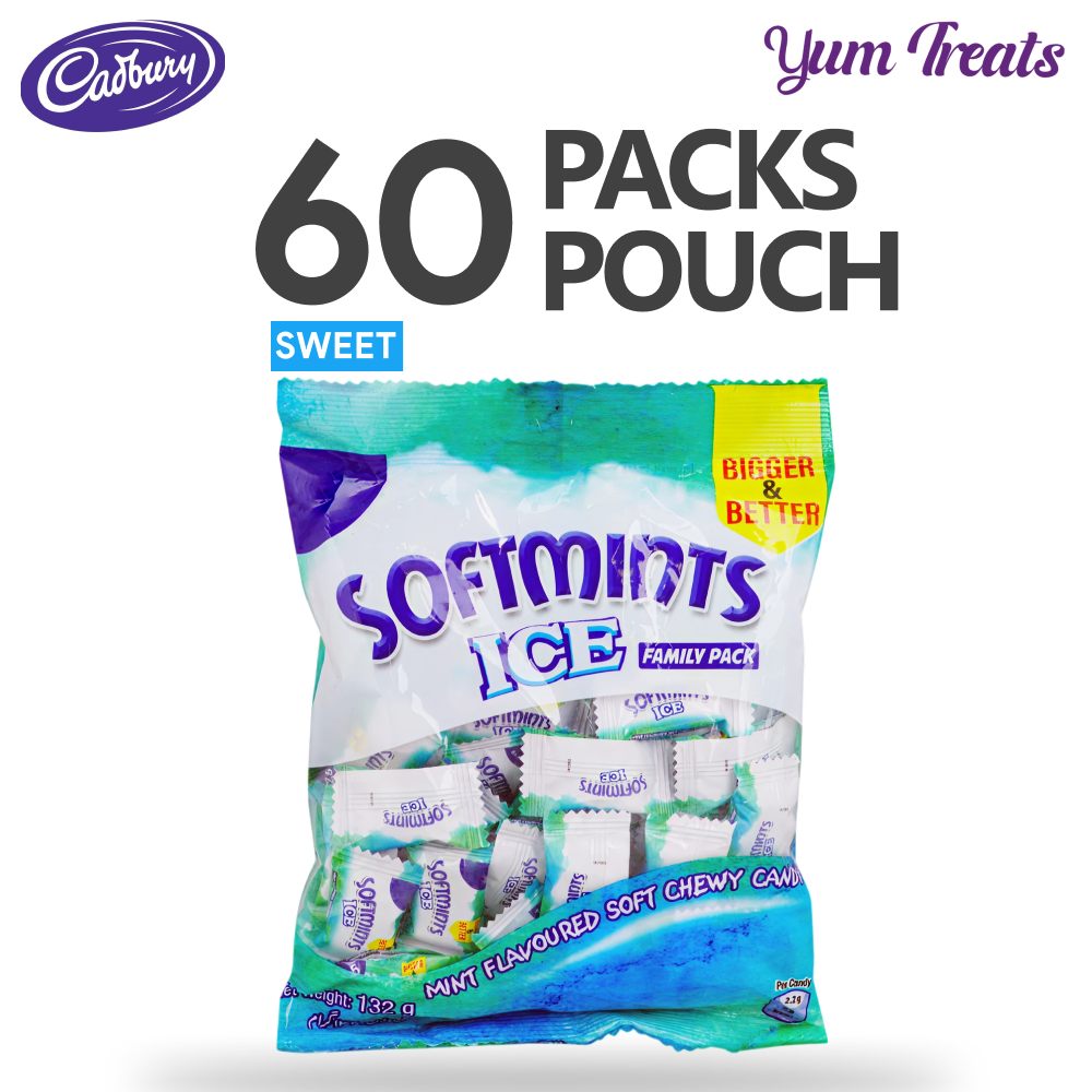 Cadbury | Softmints Ice Chewy Candies (132g, 60 PCS Pouch)