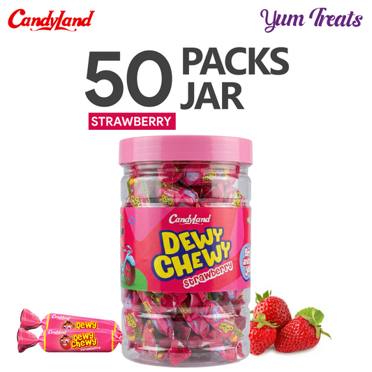 Candyland Dewy Chewy Strawberry Toffee – 50 Packs Jar