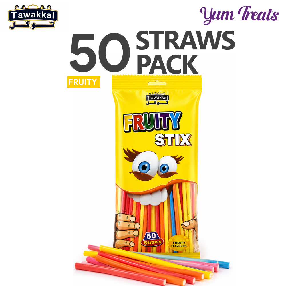 Tawakkal Fruity Stix Candy Straws - Pack of 50