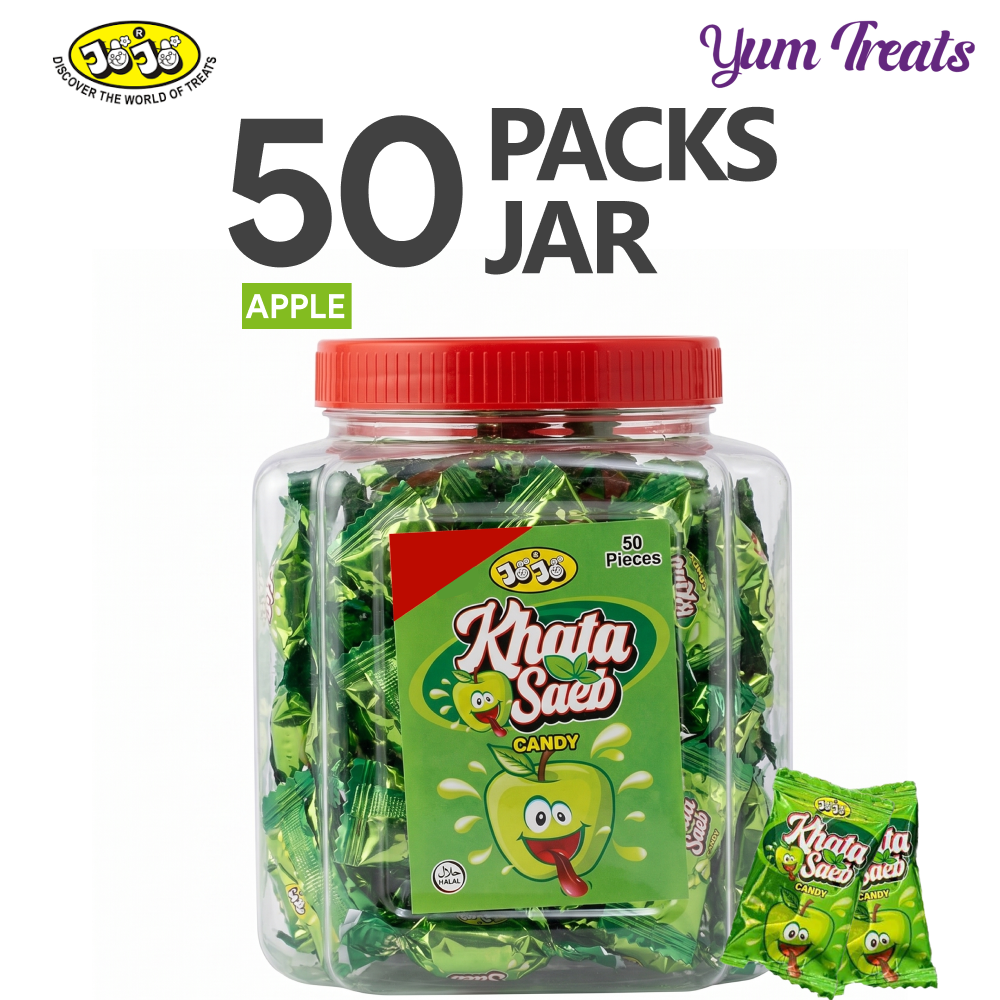 JoJo Khata Saeb Candy – Apple Flavour Jar (50 Pieces)
