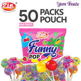 Zia | Funny Pop Lollipops – Mix Fruit Flavor – 50 Packs