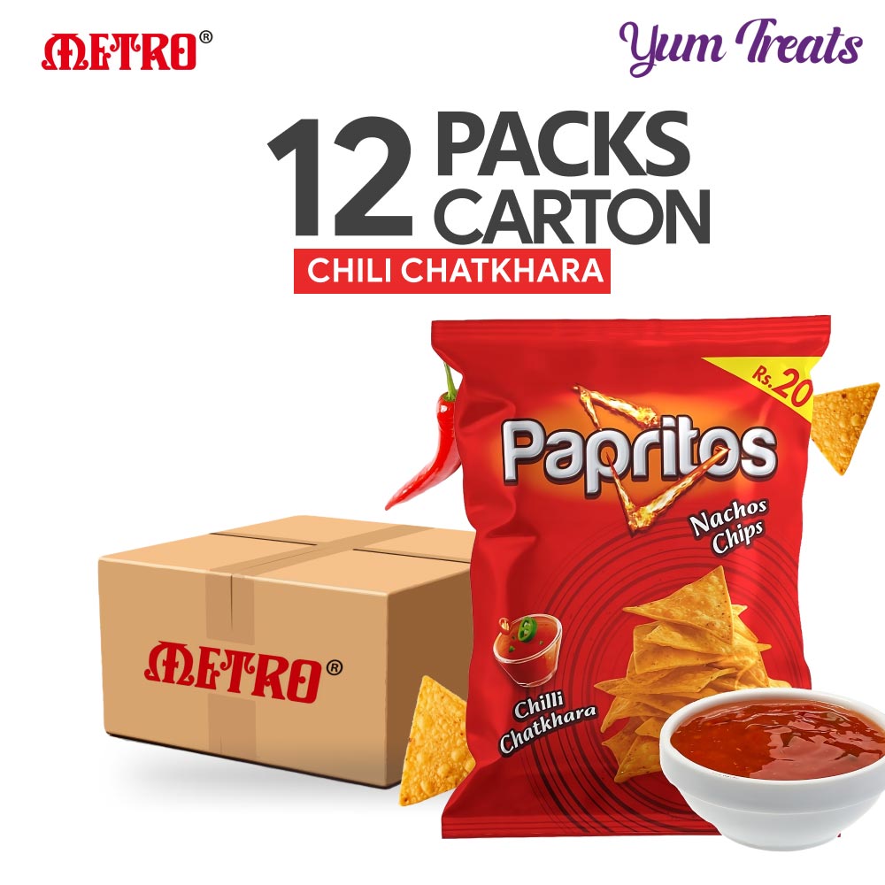 Metro Papritos Nachos Chips – Chilli Chatkhara Flavor (12-Packs)