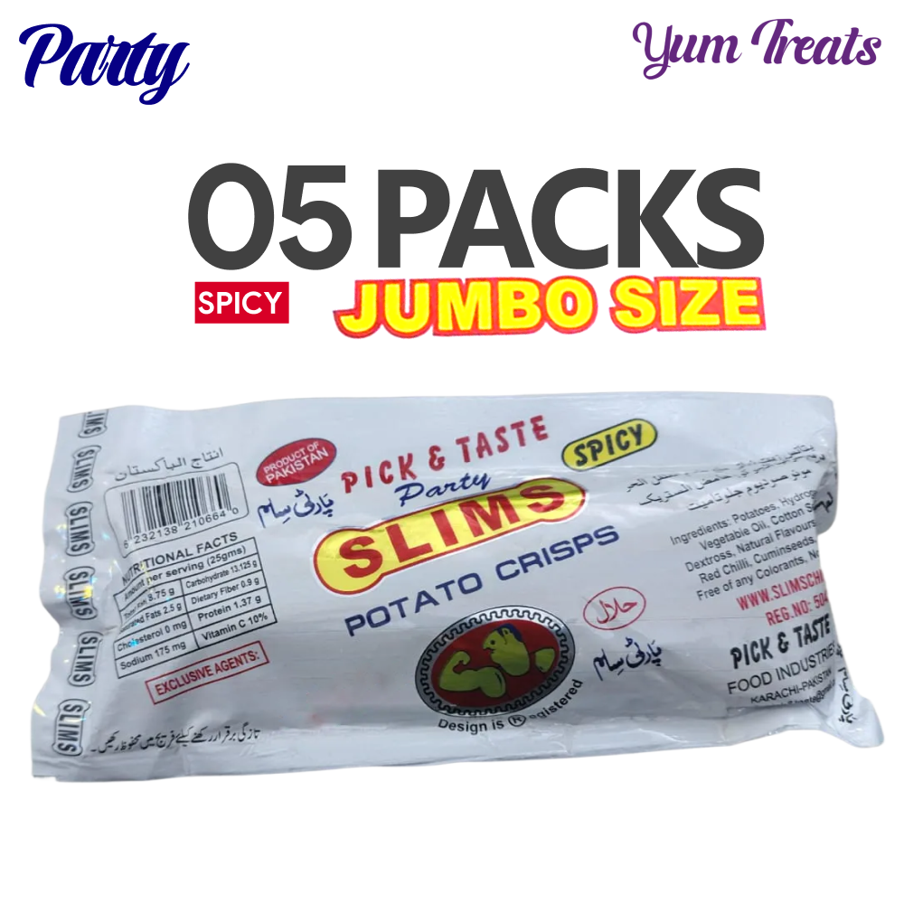 Party | Slims Spicy Potato Crisps Jumbo – 5 Packs
