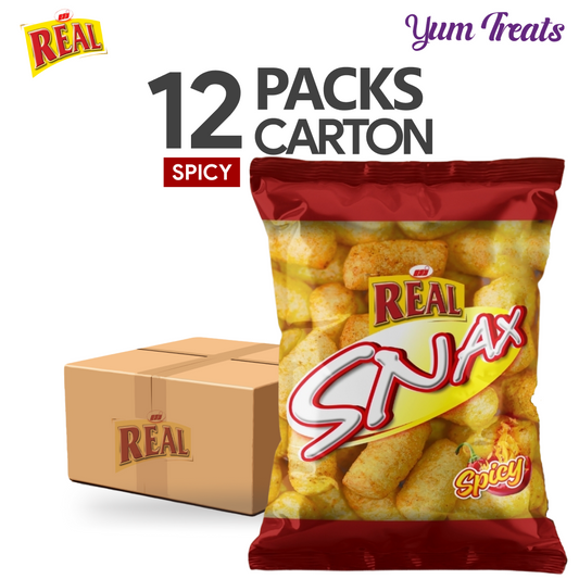 Real Snax – Spicy Flavor Corn Puffs – Pack of 12