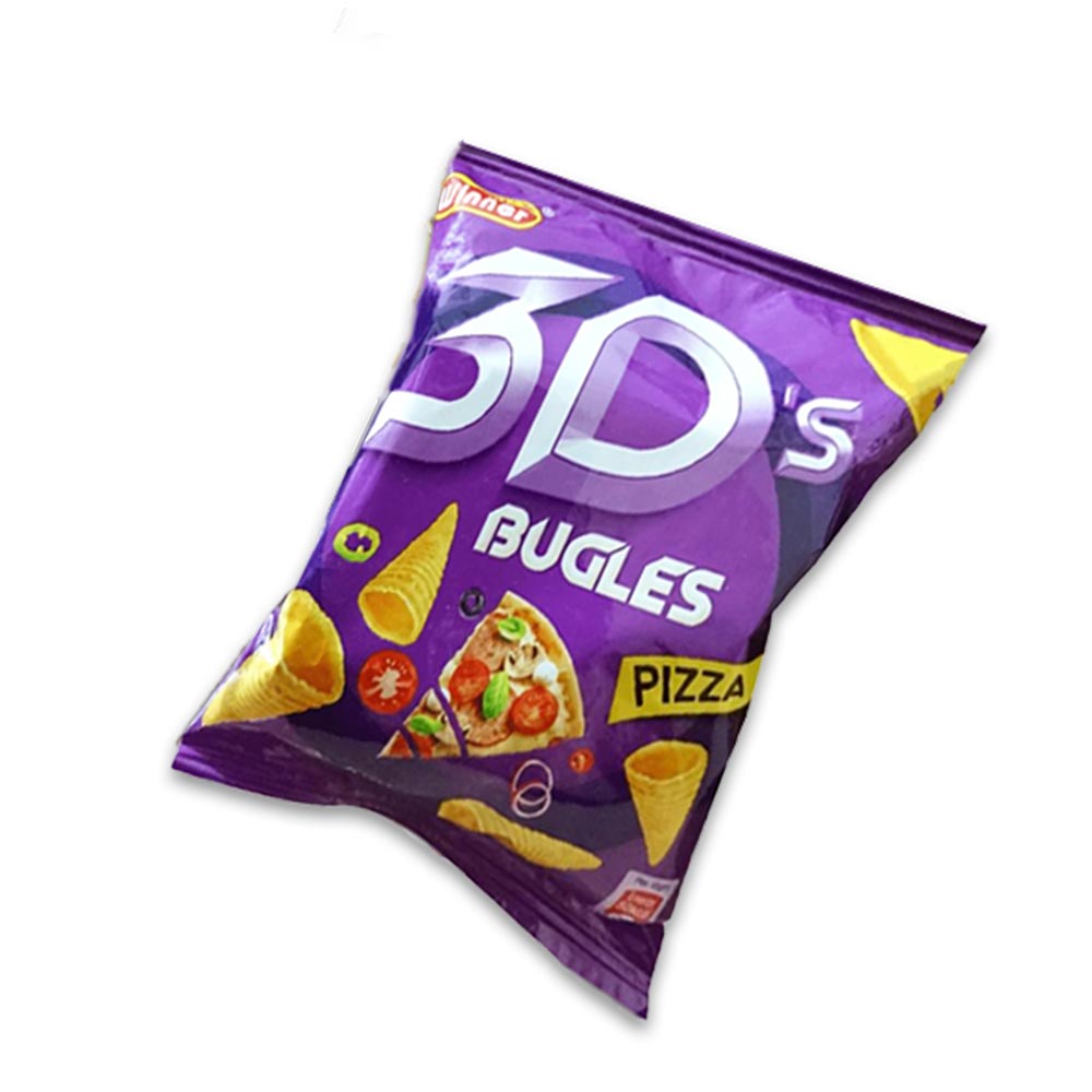 Winner 3D’s Bugles – Pizza Flavor | Crunchy Cone-Shaped Chips with Savory Pizza Taste