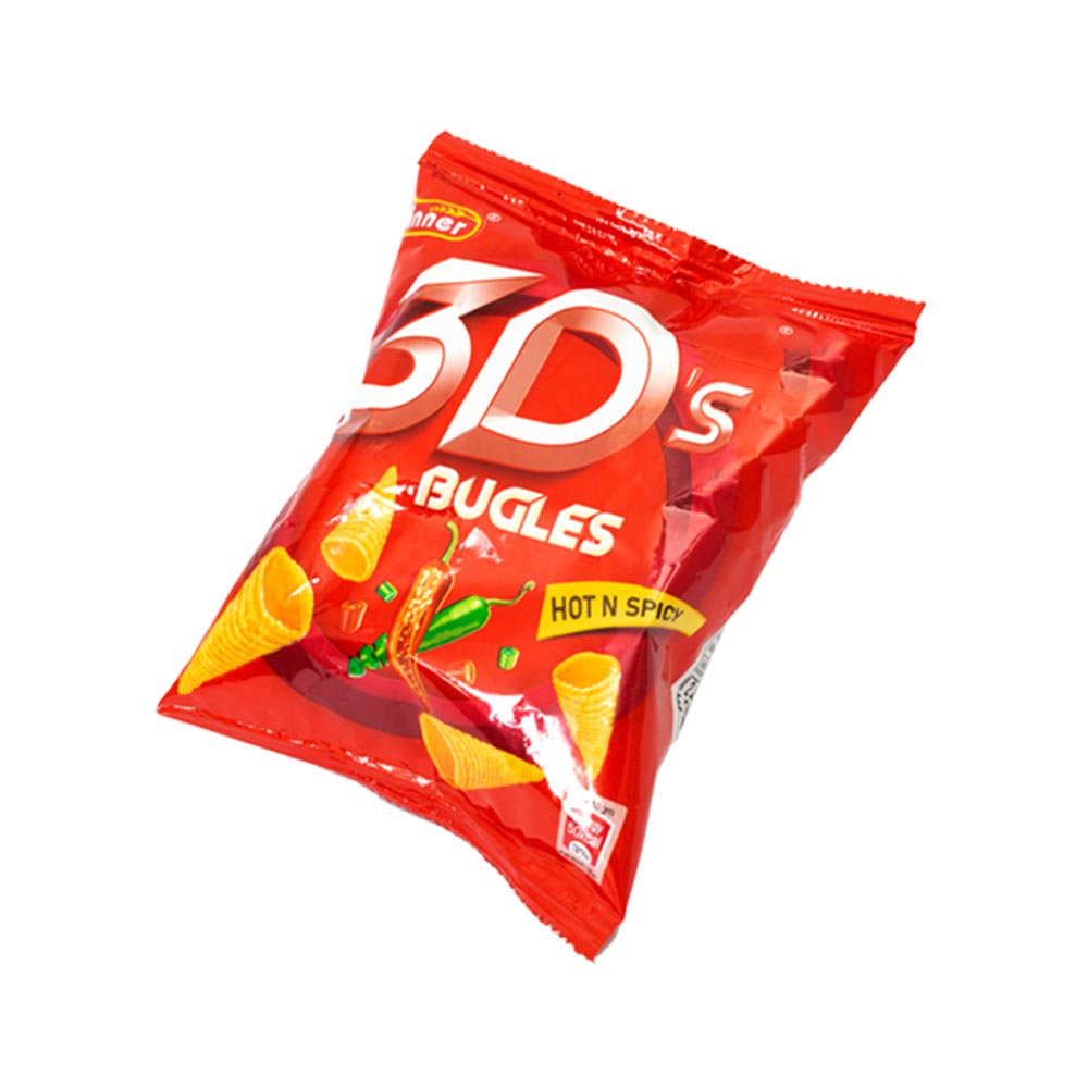 Winner 3D’s Bugles – Hot N Spicy Flavor | Crispy Cone-Shaped Chips with Fiery Spice